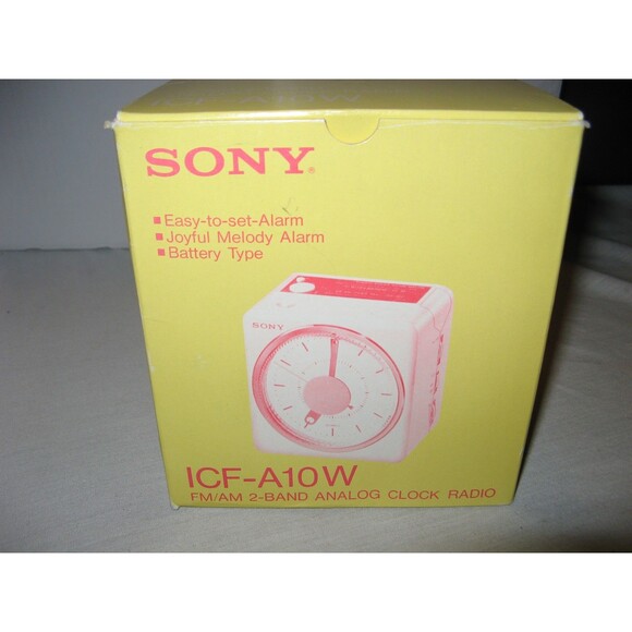 Vintage Black Sony Cube ICF-A10W AM/FM Clock Radio Alarm Tested In Original Box - Picture 6 of 7